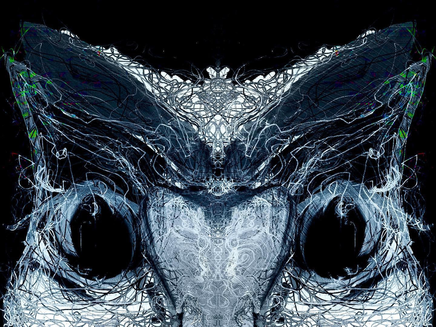 A sculpture of an owl made entirely out of silver spoons comes to life!
12x18 framed print original art by Petra Myers